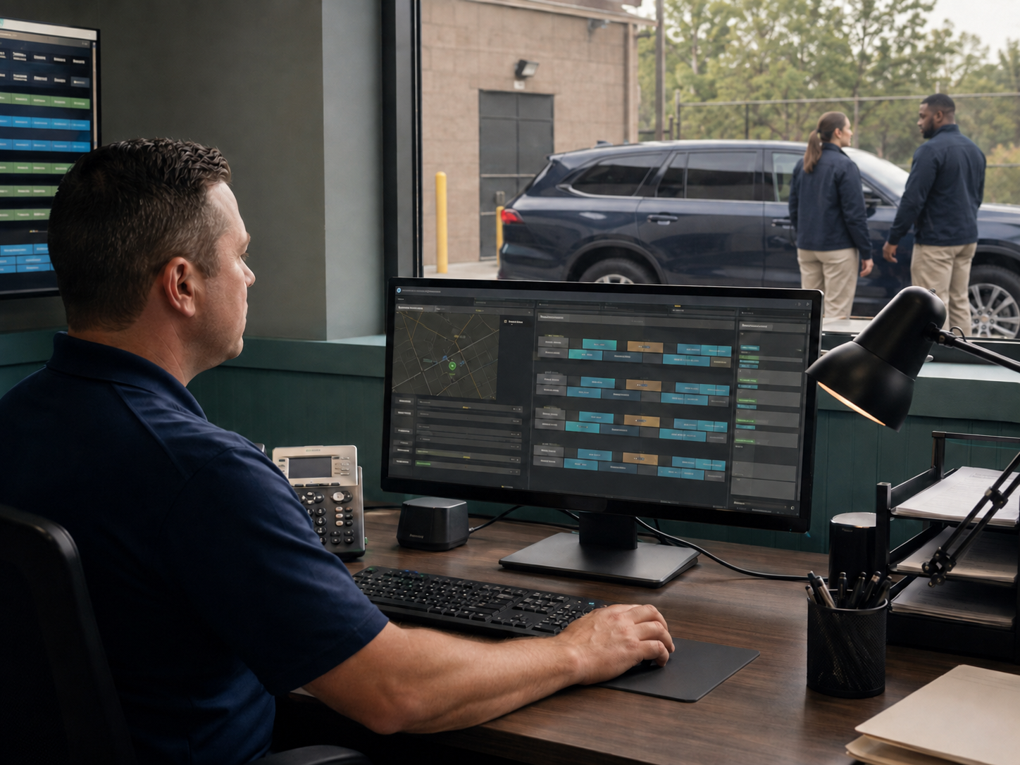 A transportation supervisor assigning a team and discreet vehicle